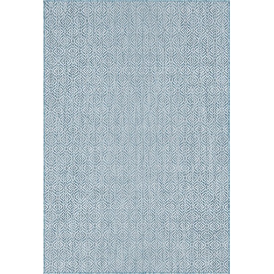 Rug Unique Loom Outdoor Trellis Blue Rectangular 6' 0 x 9' 0