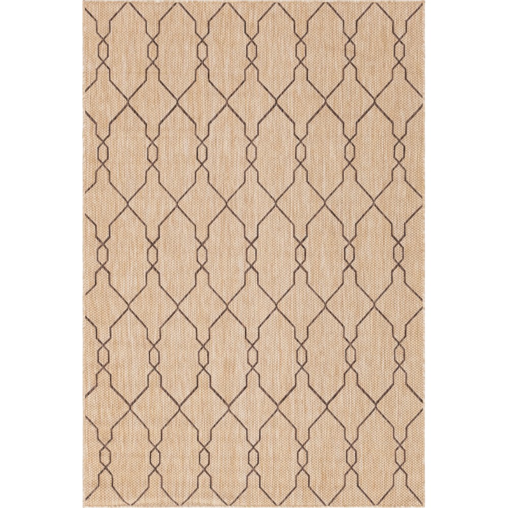 Rug Unique Loom Outdoor Trellis Tan Rectangular 6' 0 x 9' 0