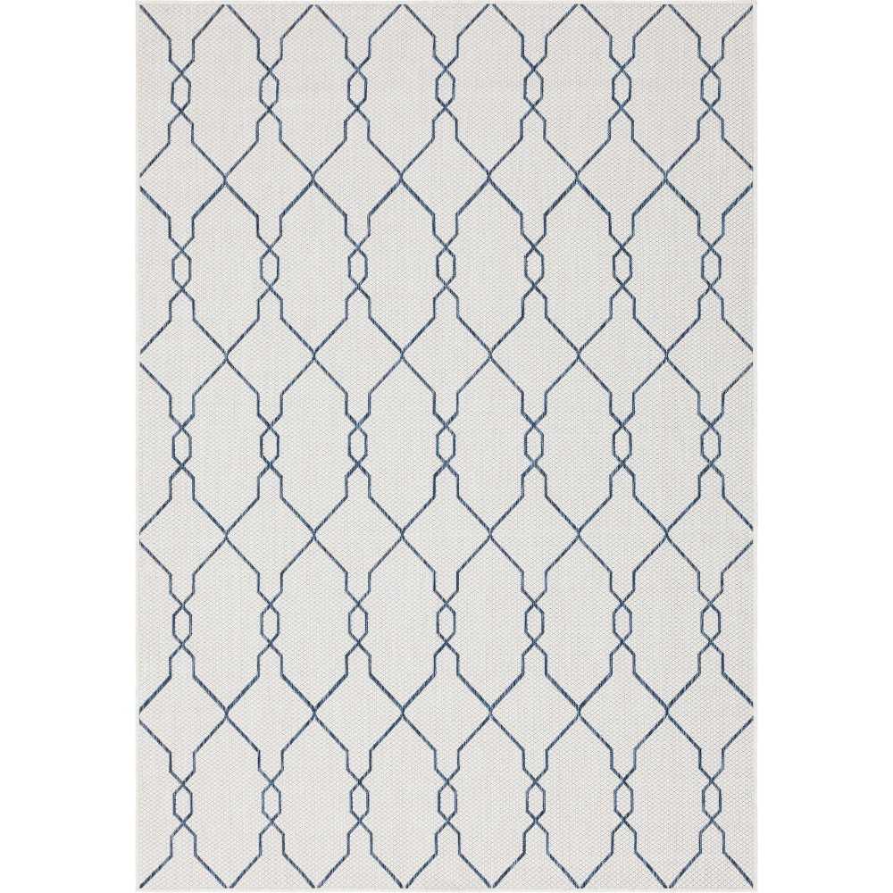 Rug Unique Loom Outdoor Trellis Ivory Rectangular 6' 0 x 9' 0