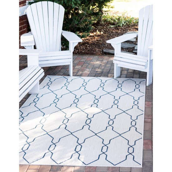 Rug Unique Loom Outdoor Trellis Ivory Rectangular 6' 0 x 9' 0