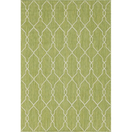 Rug Unique Loom Outdoor Trellis Green Rectangular 6' 0 x 9' 0