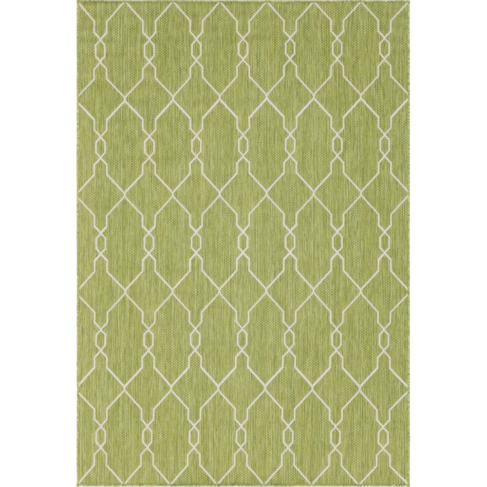 Rug Unique Loom Outdoor Trellis Green Rectangular 6' 0 x 9' 0