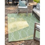 Rug Unique Loom Outdoor Trellis Green Rectangular 6' 0 x 9' 0