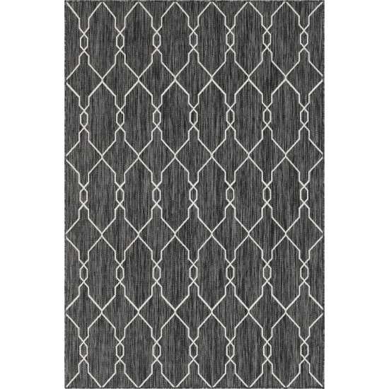 Rug Unique Loom Outdoor Trellis Charcoal Rectangular 6' 0 x 9' 0