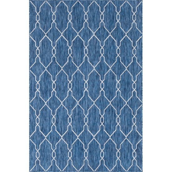 Rug Unique Loom Outdoor Trellis Navy Blue Rectangular 6' 0 x 9' 0