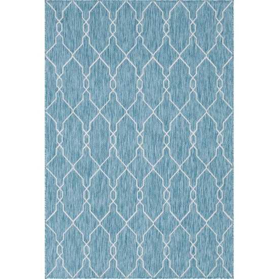 Rug Unique Loom Outdoor Trellis Blue Rectangular 6' 0 x 9' 0