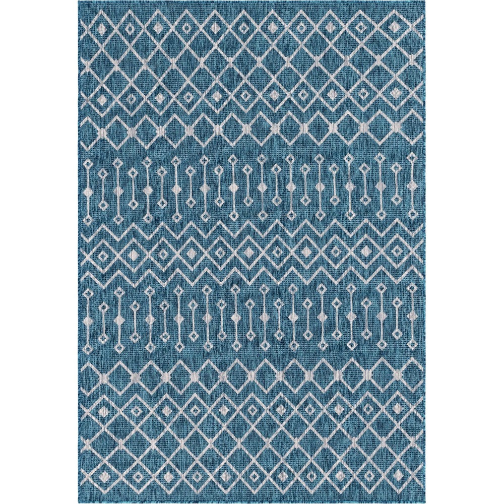 Rug Unique Loom Outdoor Trellis Teal Rectangular 6' 0 x 9' 0