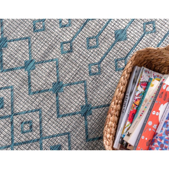 Rug Unique Loom Outdoor Trellis Gray Rectangular 6' 0 x 9' 0