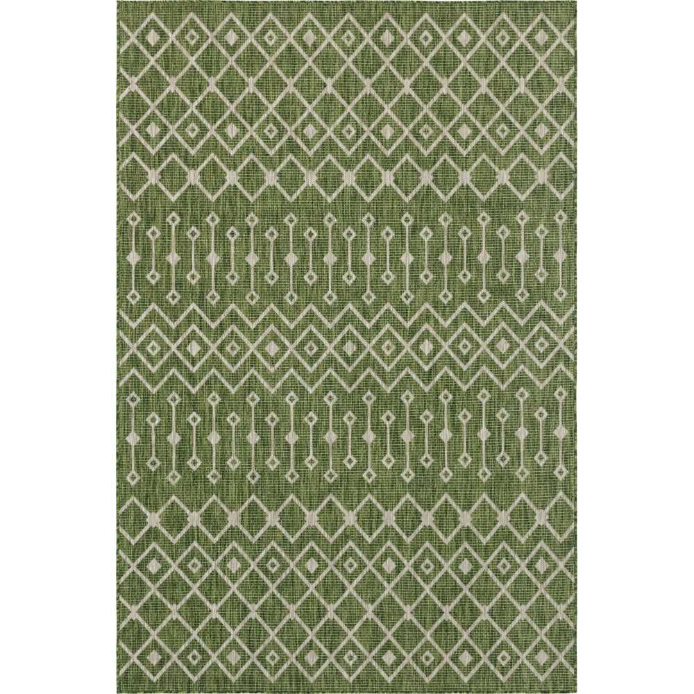 Rug Unique Loom Outdoor Trellis Green Rectangular 6' 0 x 9' 0