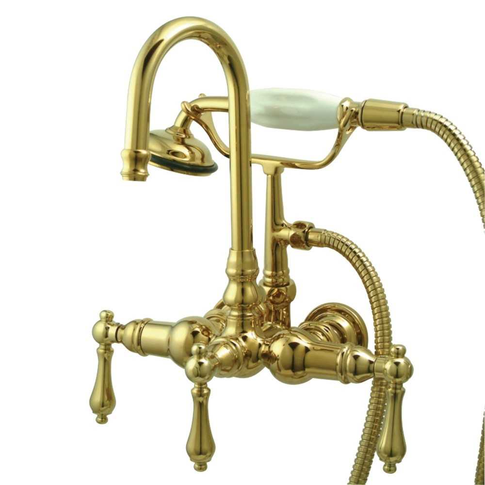 Kingston Brass Vintage 3-3/8-Inch Wall Mount Tub Faucet, Polished Brass