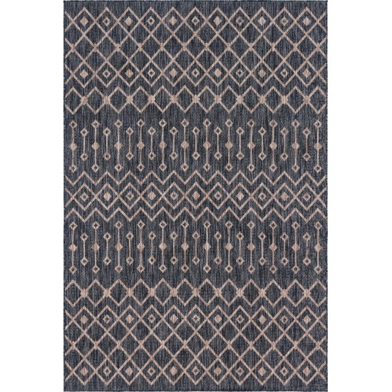 Rug Unique Loom Outdoor Trellis Charcoal Gray Rectangular 6' 0 x 9' 0