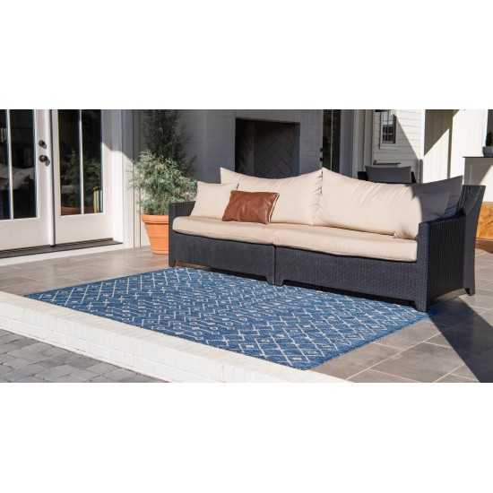 Rug Unique Loom Outdoor Trellis Blue Rectangular 6' 0 x 9' 0