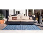 Rug Unique Loom Outdoor Trellis Blue Rectangular 6' 0 x 9' 0