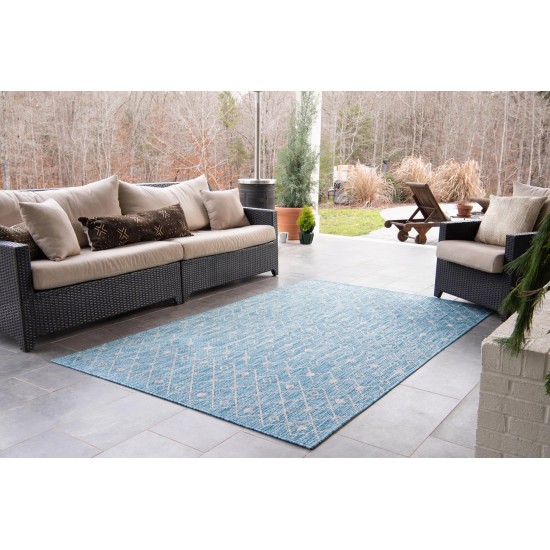 Rug Unique Loom Outdoor Trellis Aqua Blue Rectangular 6' 0 x 9' 0