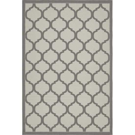 Rug Unique Loom Outdoor Trellis Gray Rectangular 6' 0 x 9' 0