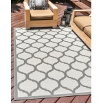 Rug Unique Loom Outdoor Trellis Gray Rectangular 6' 0 x 9' 0