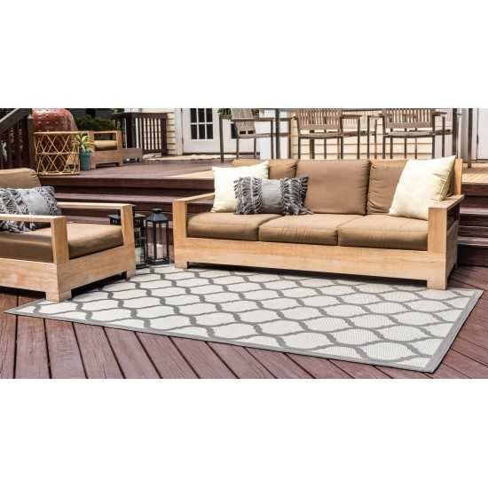 Rug Unique Loom Outdoor Trellis Gray Rectangular 6' 0 x 9' 0