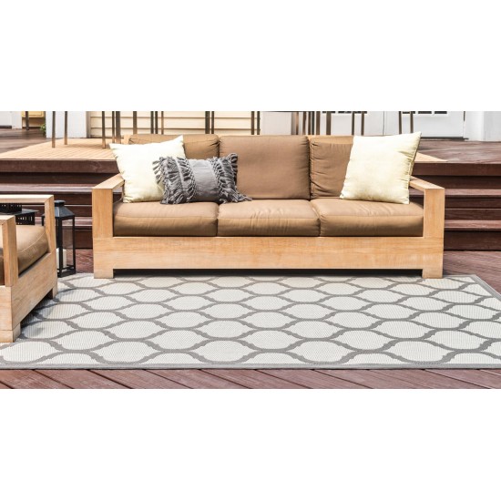 Rug Unique Loom Outdoor Trellis Gray Rectangular 6' 0 x 9' 0