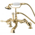 Kingston Brass Vintage Adjustable Center Deck Mount Tub Faucet, Polished Brass