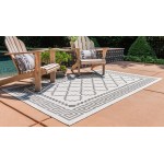 Rug Unique Loom Outdoor Trellis Gray Rectangular 6' 0 x 9' 0