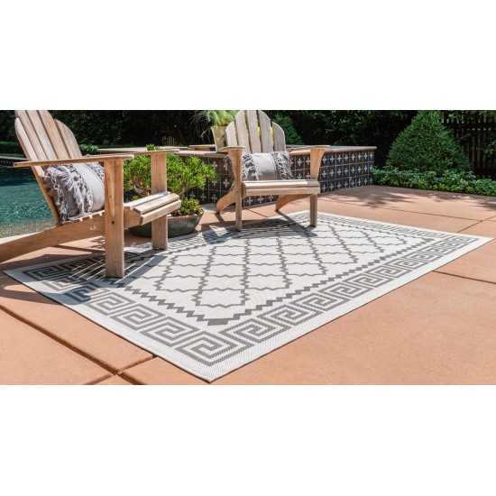 Rug Unique Loom Outdoor Trellis Gray Rectangular 6' 0 x 9' 0