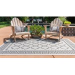 Rug Unique Loom Outdoor Trellis Gray Rectangular 6' 0 x 9' 0