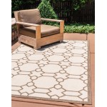 Rug Unique Loom Outdoor Trellis Beige Rectangular 6' 0 x 9' 0
