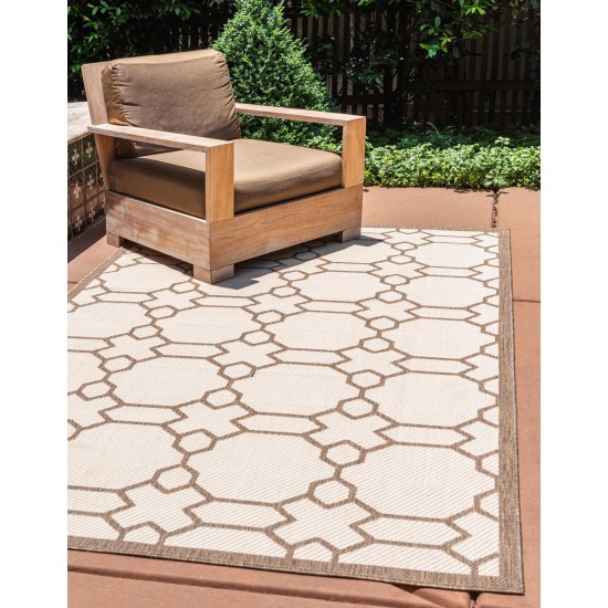 Rug Unique Loom Outdoor Trellis Beige Rectangular 6' 0 x 9' 0