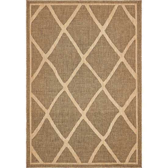 Rug Unique Loom Outdoor Trellis Brown Rectangular 6' 0 x 9' 0