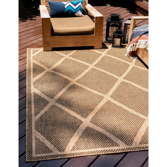 Rug Unique Loom Outdoor Trellis Brown Rectangular 6' 0 x 9' 0