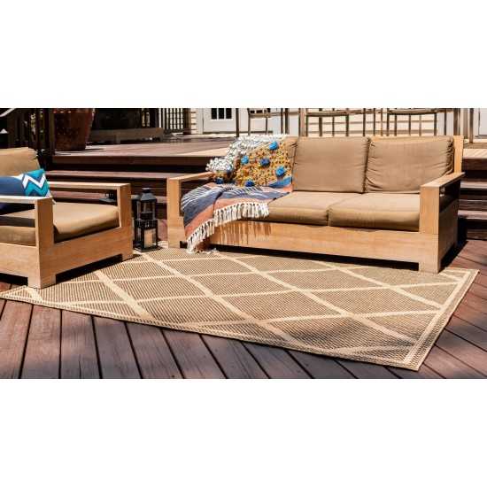 Rug Unique Loom Outdoor Trellis Brown Rectangular 6' 0 x 9' 0