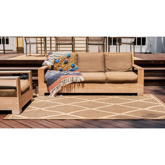 Rug Unique Loom Outdoor Trellis Brown Rectangular 6' 0 x 9' 0