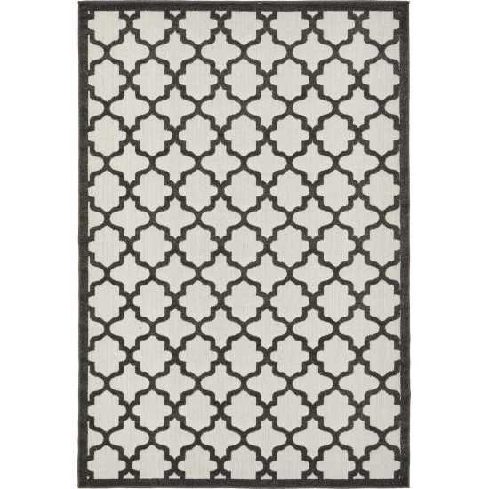 Rug Unique Loom Outdoor Trellis Black Rectangular 6' 0 x 9' 0