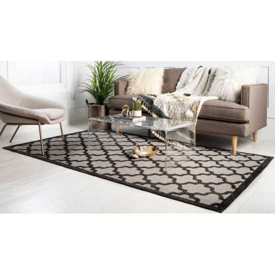 Rug Unique Loom Outdoor Trellis Black Rectangular 6' 0 x 9' 0