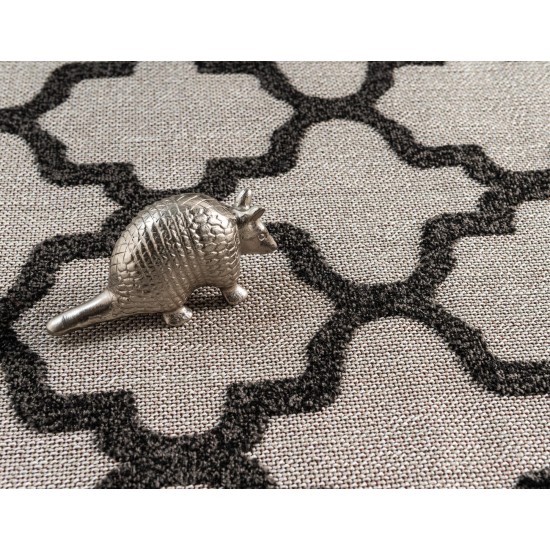 Rug Unique Loom Outdoor Trellis Black Rectangular 6' 0 x 9' 0