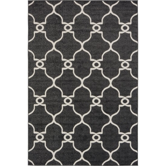 Rug Unique Loom Outdoor Trellis Black Rectangular 6' 0 x 9' 0