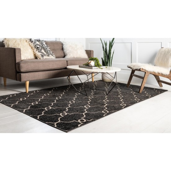 Rug Unique Loom Outdoor Trellis Black Rectangular 6' 0 x 9' 0