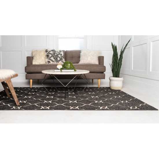 Rug Unique Loom Outdoor Trellis Black Rectangular 6' 0 x 9' 0