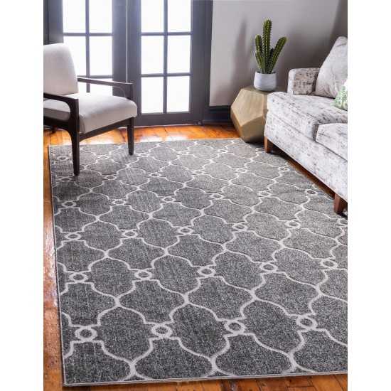 Rug Unique Loom Outdoor Trellis Gray Rectangular 6' 0 x 9' 0