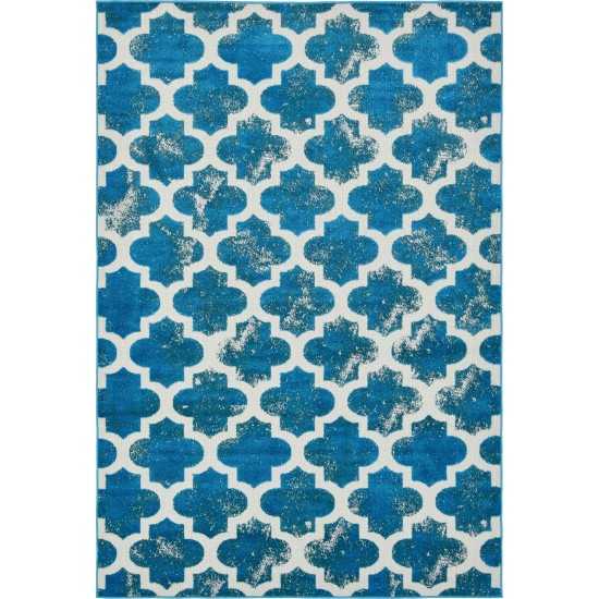 Rug Unique Loom Outdoor Trellis Turquoise Rectangular 6' 0 x 9' 0