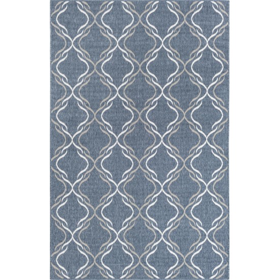 Rug Unique Loom Outdoor Trellis Navy Blue Rectangular 5' 3 x 8' 0