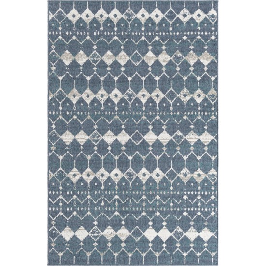 Rug Unique Loom Outdoor Trellis Navy Blue Rectangular 5' 3 x 8' 0