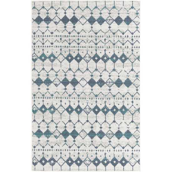 Rug Unique Loom Outdoor Trellis Ivory/Blue Rectangular 5' 3 x 8' 0