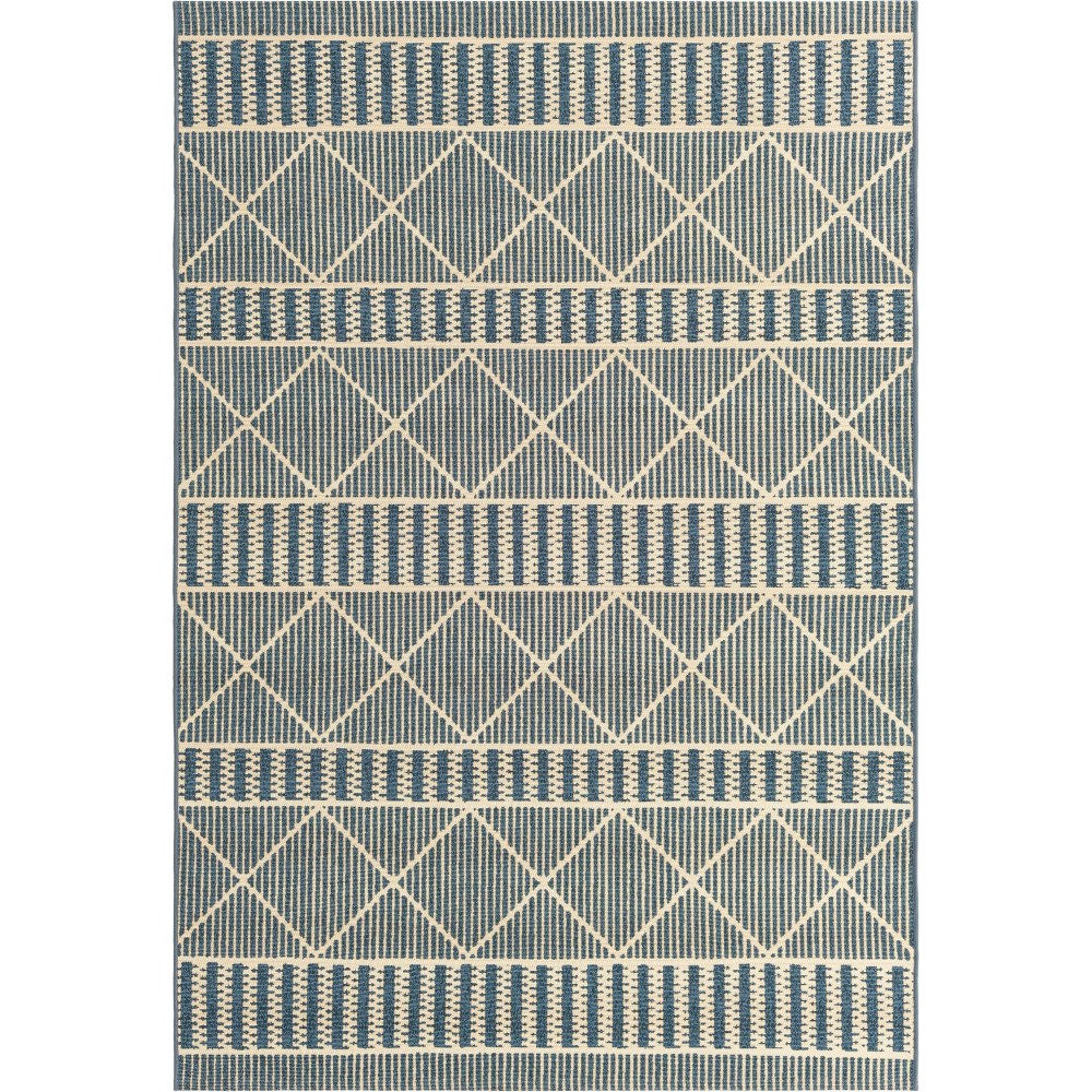 Rug Unique Loom Outdoor Trellis Blue Rectangular 5' 3 x 8' 0