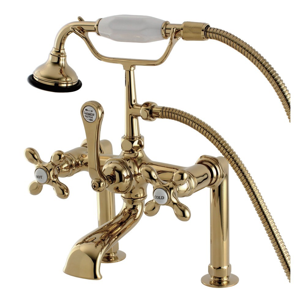 Kingston Brass Auqa Vintage Deck Mount Clawfoot Tub Faucet, Polished Brass