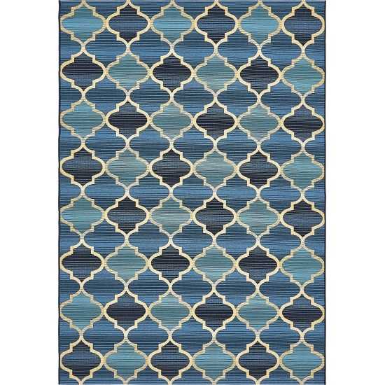 Rug Unique Loom Outdoor Trellis Blue Rectangular 5' 3 x 8' 0