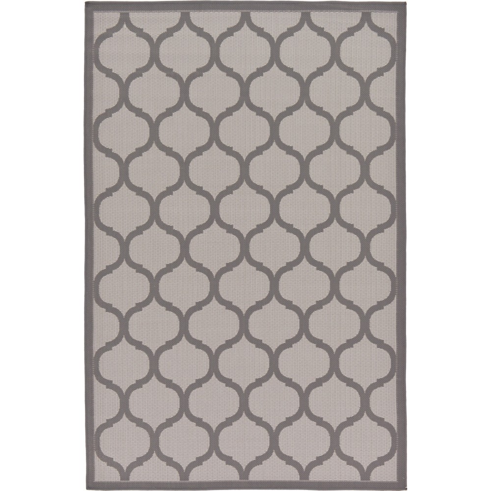 Rug Unique Loom Outdoor Trellis Gray Rectangular 5' 3 x 8' 0