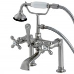 Kingston Brass Auqa Vintage Deck Mount Clawfoot Tub Faucet, Brushed Nickel