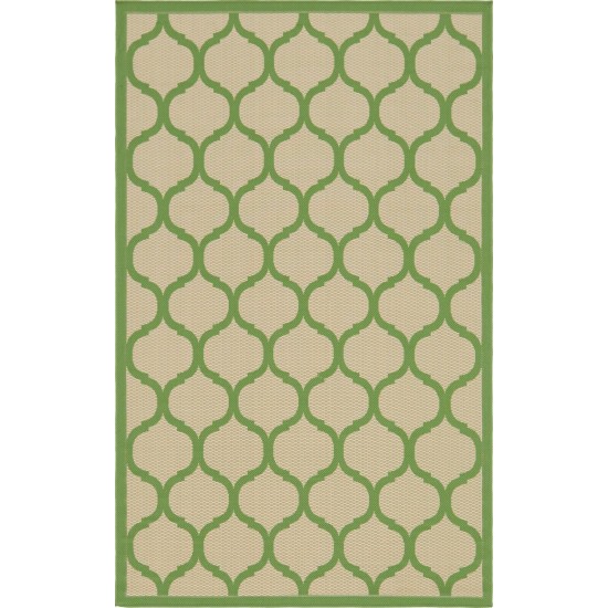 Rug Unique Loom Outdoor Trellis Green Rectangular 5' 3 x 8' 0