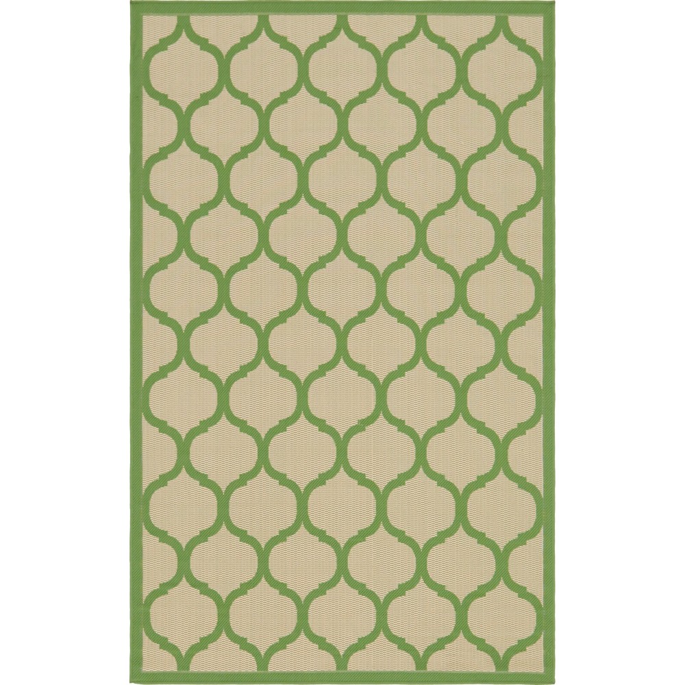 Rug Unique Loom Outdoor Trellis Green Rectangular 5' 3 x 8' 0